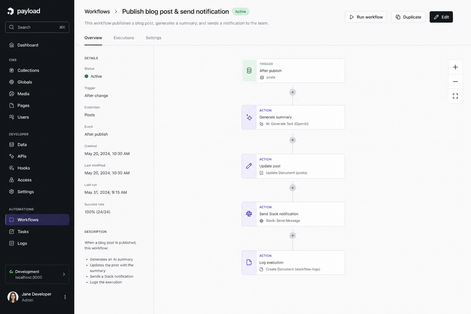 payload cms automated workflow